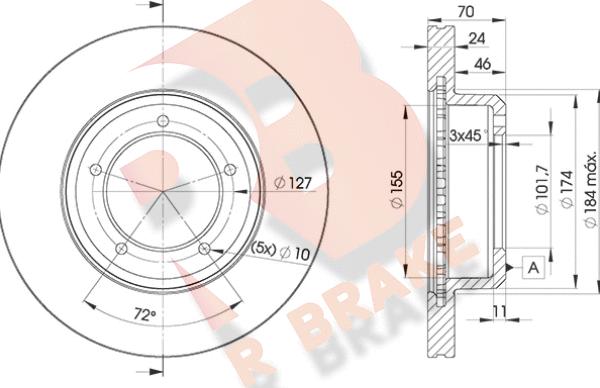 R Brake 78RBD20902 - Тормозной диск autosila-amz.com