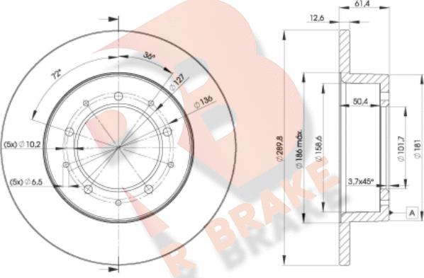 R Brake 78RBD20461 - Тормозной диск autosila-amz.com