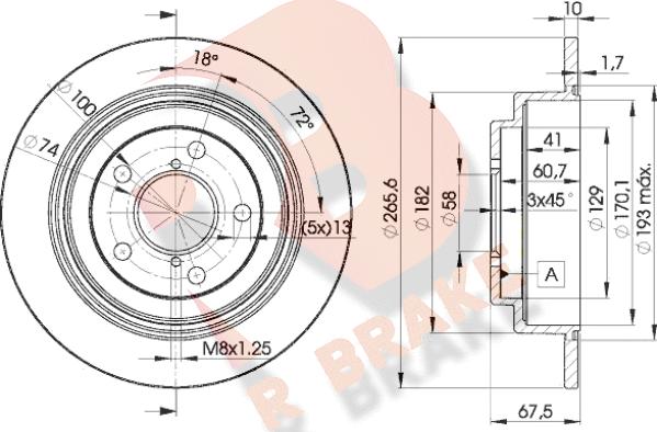 R Brake 78RBD20034 - Тормозной диск autosila-amz.com