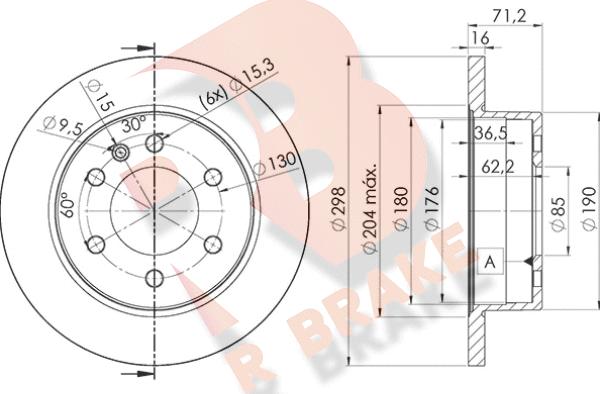 R Brake 78RBD20191 - Тормозной диск autosila-amz.com