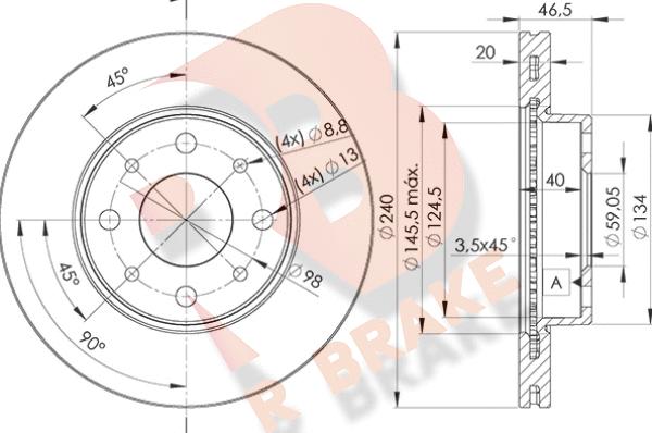 R Brake 78RBD20178 - Тормозной диск autosila-amz.com