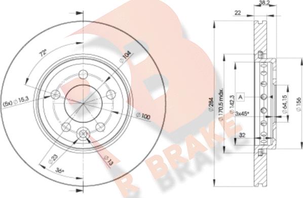 R Brake 78RBD20844 - Тормозной диск autosila-amz.com