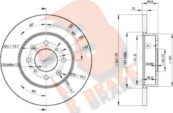 R Brake 78RBD20841 - Тормозной диск autosila-amz.com