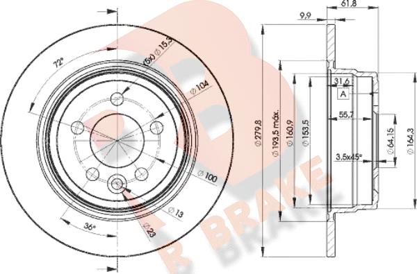 R Brake 78RBD20847 - Тормозной диск autosila-amz.com