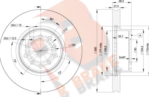 R Brake 78RBD20805 - Тормозной диск autosila-amz.com