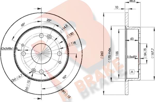 R Brake 78RBD20835 - Тормозной диск autosila-amz.com