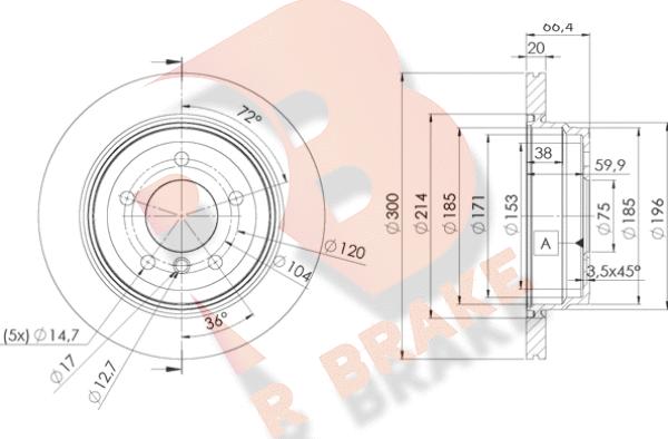 R Brake 78RBD21974 - Тормозной диск autosila-amz.com