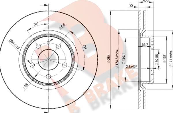 R Brake 78RBD21548 - Тормозной диск autosila-amz.com