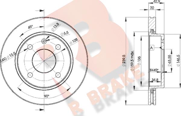 R Brake 78RBD21064 - Тормозной диск autosila-amz.com