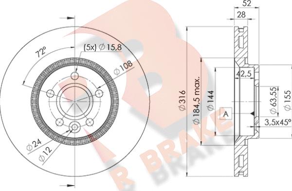 R Brake 78RBD21181 - Тормозной диск autosila-amz.com