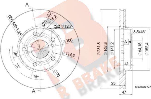 R Brake 78RBD21257 - Тормозной диск autosila-amz.com