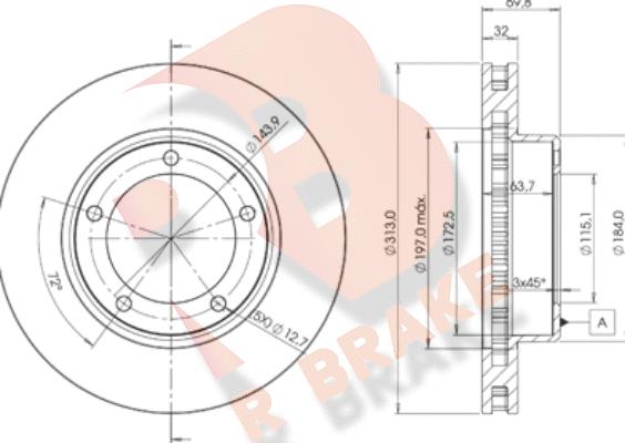 R Brake 78RBD21265 - Тормозной диск autosila-amz.com