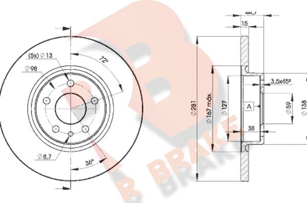 R Brake 78RBD28567 - Тормозной диск autosila-amz.com