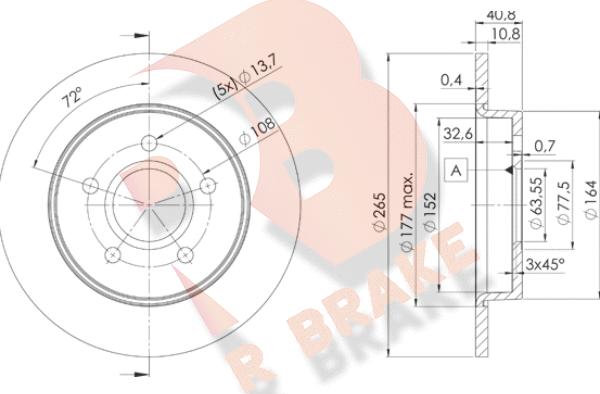 R Brake 78RBD23965 - Тормозной диск autosila-amz.com