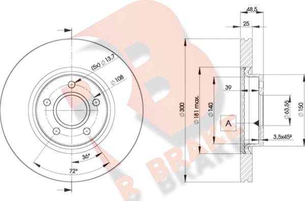 R Brake 78RBD23937 - Тормозной диск autosila-amz.com