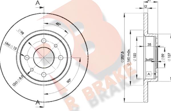 R Brake 78RBD23466 - Тормозной диск autosila-amz.com