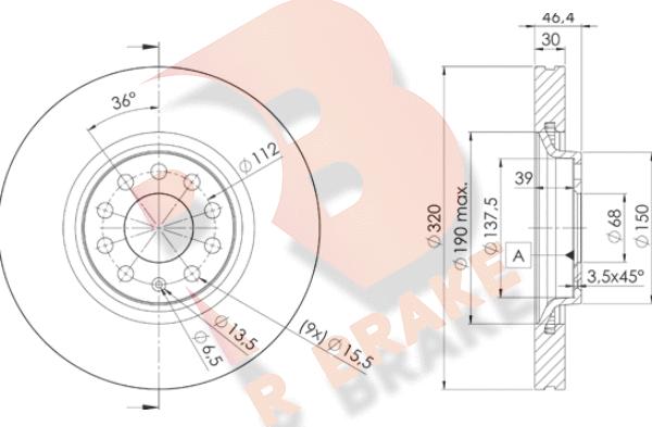 R Brake 78RBD23615 - Тормозной диск autosila-amz.com