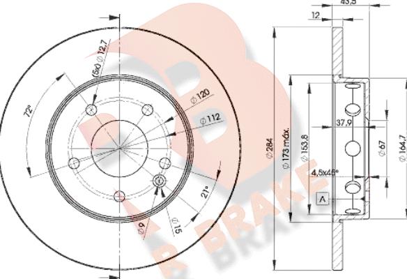 R Brake 78RBD23180 - Тормозной диск autosila-amz.com