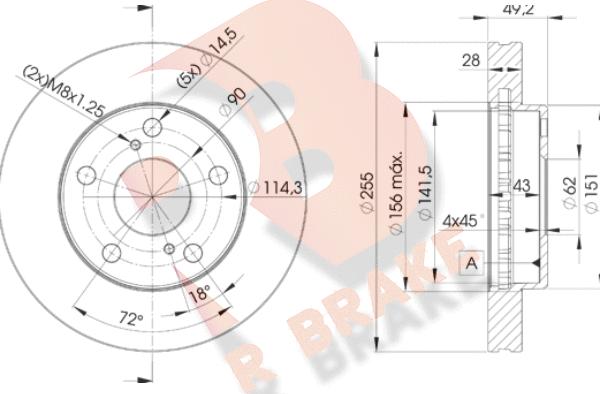 R Brake 78RBD23302 - Тормозной диск autosila-amz.com