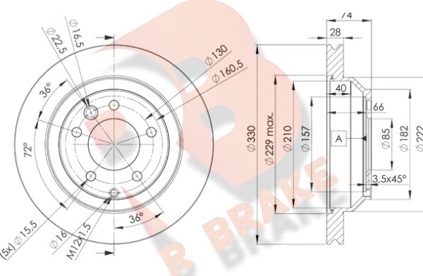 R Brake 78RBD23328 - Тормозной диск autosila-amz.com