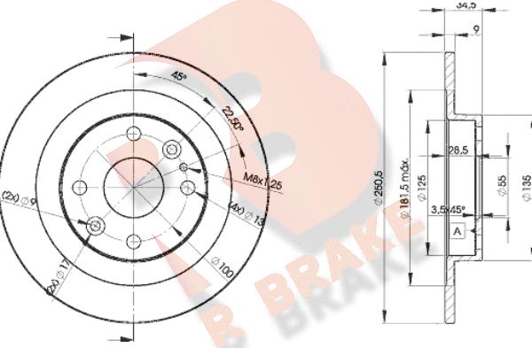 R Brake 78RBD23257 - Тормозной диск autosila-amz.com