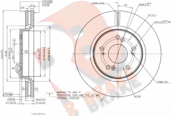 R Brake 78RBD22950 - Тормозной диск autosila-amz.com