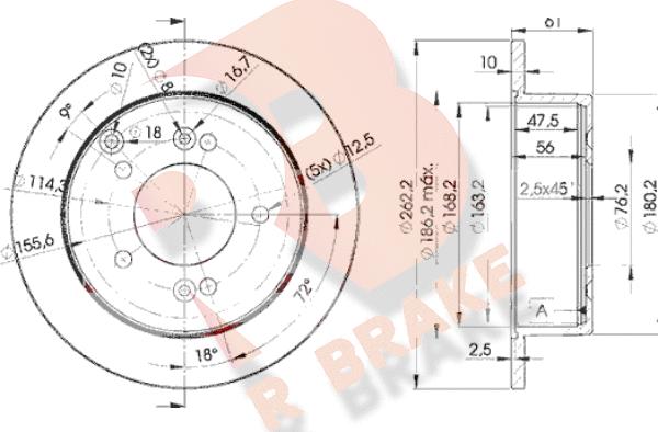 R Brake 78RBD22905 - Тормозной диск autosila-amz.com