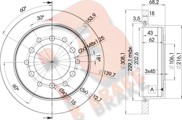 R Brake 78RBD22919 - Тормозной диск autosila-amz.com