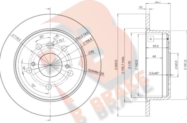 R Brake 78RBD22443 - Тормозной диск autosila-amz.com