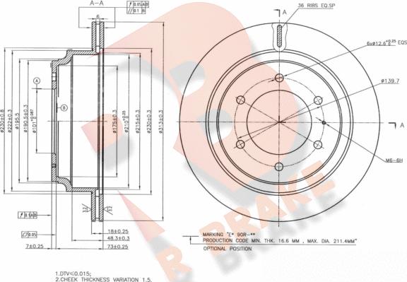 R Brake 78RBD22547 - Тормозной диск autosila-amz.com