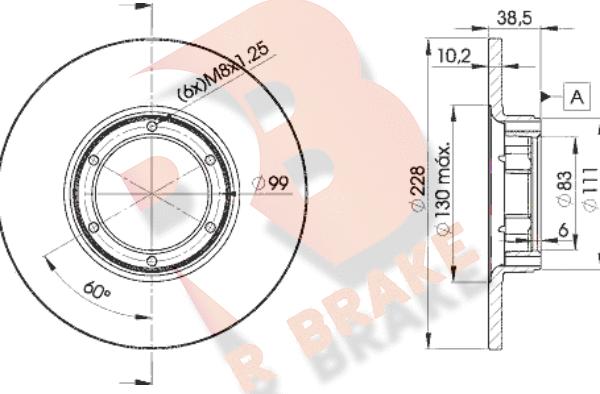 R Brake 78RBD22500 - Тормозной диск autosila-amz.com