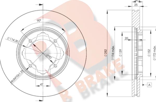 R Brake 78RBD22582 - Тормозной диск autosila-amz.com