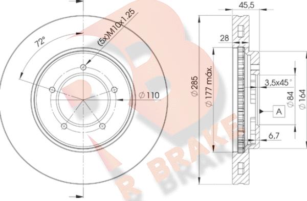 R Brake 78RBD22610 - Тормозной диск autosila-amz.com