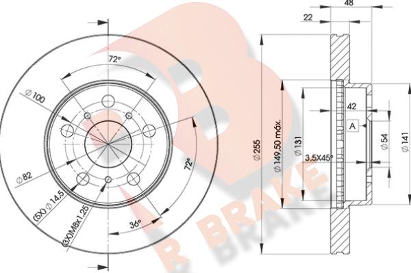 R Brake 78RBD22090 - Тормозной диск autosila-amz.com