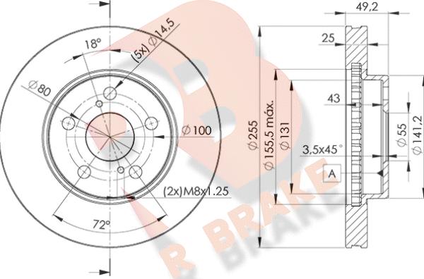 R Brake 78RBD22047 - Тормозной диск autosila-amz.com