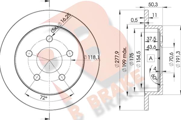 R Brake 78RBD22058 - Тормозной диск autosila-amz.com