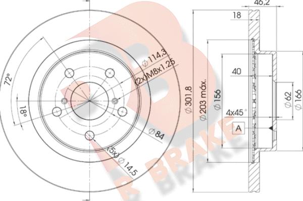 R Brake 78RBD22010 - Тормозной диск autosila-amz.com