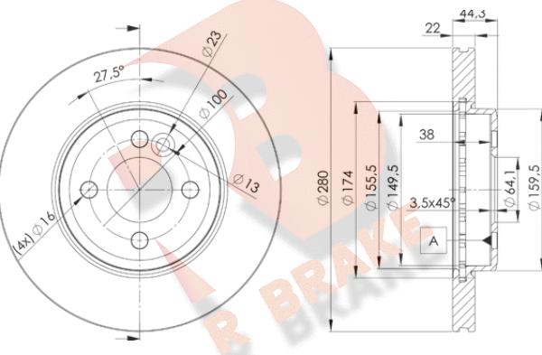 R Brake 78RBD22893 - Тормозной диск autosila-amz.com