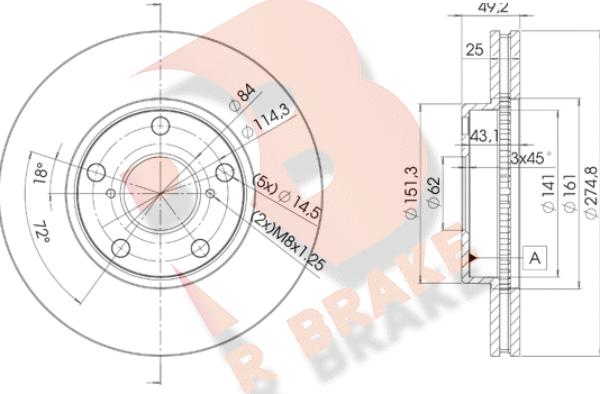 R Brake 78RBD22878 - Тормозной диск autosila-amz.com