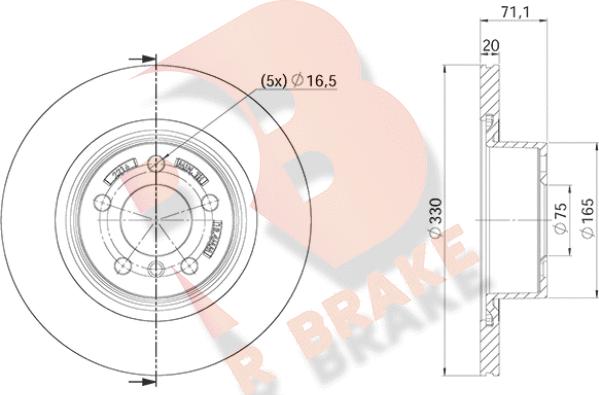 R Brake 78RBD22216 - Тормозной диск autosila-amz.com