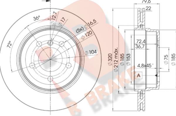 R Brake 78RBD22218 - Тормозной диск autosila-amz.com