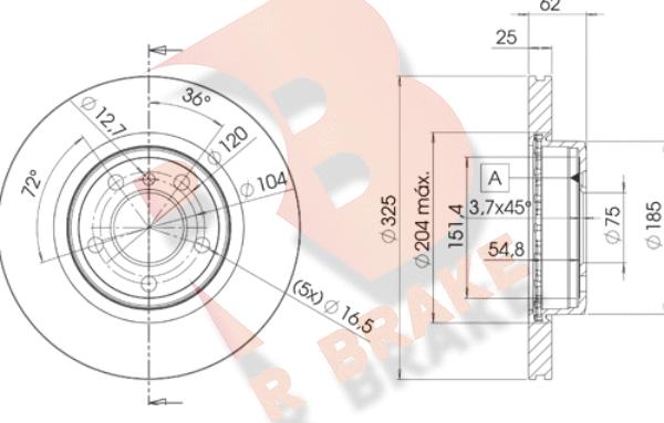 R Brake 78RBD22217 - Тормозной диск autosila-amz.com