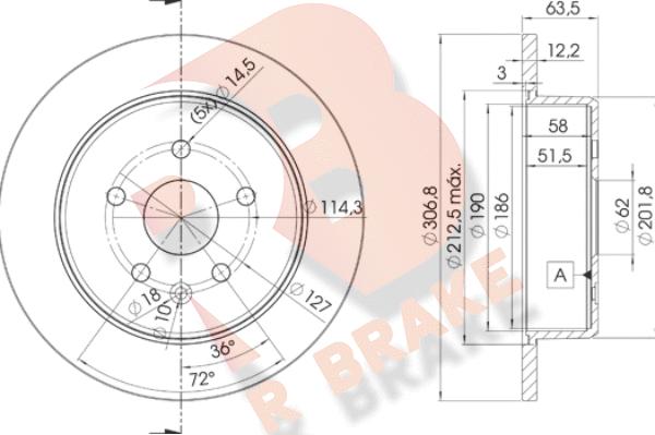 R Brake 78RBD22790 - Тормозной диск autosila-amz.com