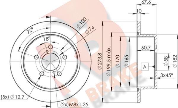 R Brake 78RBD27033 - Тормозной диск autosila-amz.com