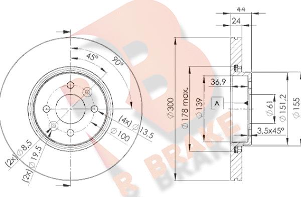 R Brake 78RBD27897 - Тормозной диск autosila-amz.com