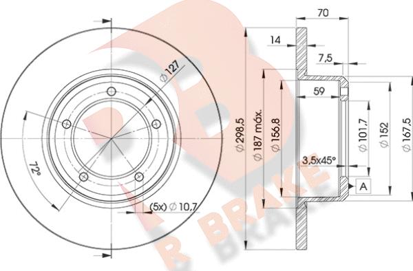 R Brake 78RBD27329 - Тормозной диск autosila-amz.com