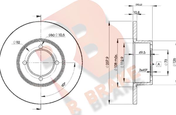 R Brake 78RBD27739 - Тормозной диск autosila-amz.com