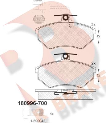 R Brake RB0996-700 - Тормозные колодки, дисковые, комплект autosila-amz.com