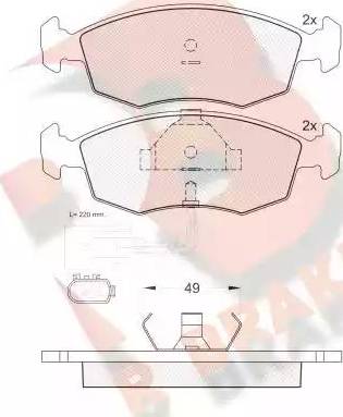 R Brake RB0955 - Тормозные колодки, дисковые, комплект autosila-amz.com