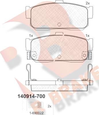 R Brake RB0914-700 - Тормозные колодки, дисковые, комплект autosila-amz.com